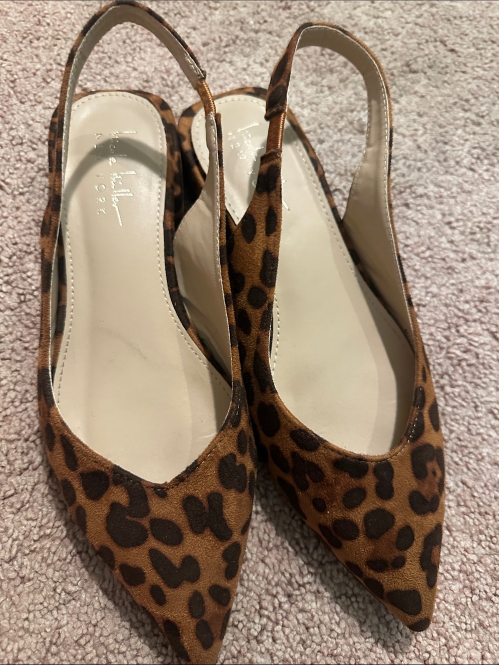 Nicole Miller Leopard-Print Pointed Slingback Flats - Brown